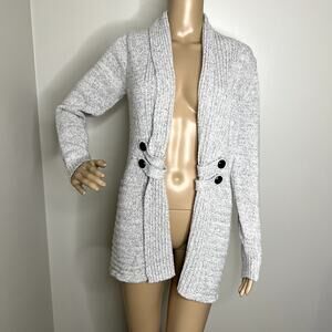 AB Studio Gray Open Front Knit Cardigan Sweater